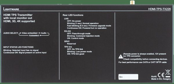Передатчик Lightware HDMI-TPS-TX226 — изображение 2