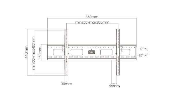 Сверхпрочный настенный наклонный кронштейн FIX PLB-35XL для панели 37"-70"до 75 кг. (black) FIX PLB-35XL — изображение 2