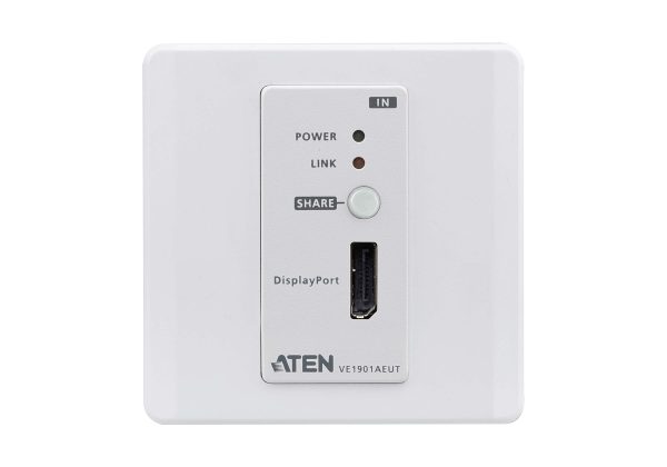 DisplayPort HDBaseT-Lite Настенный передатчик с монтажной панелью EU (4K@40м /1080p@70м) Aten VE1901AEUT — изображение 3